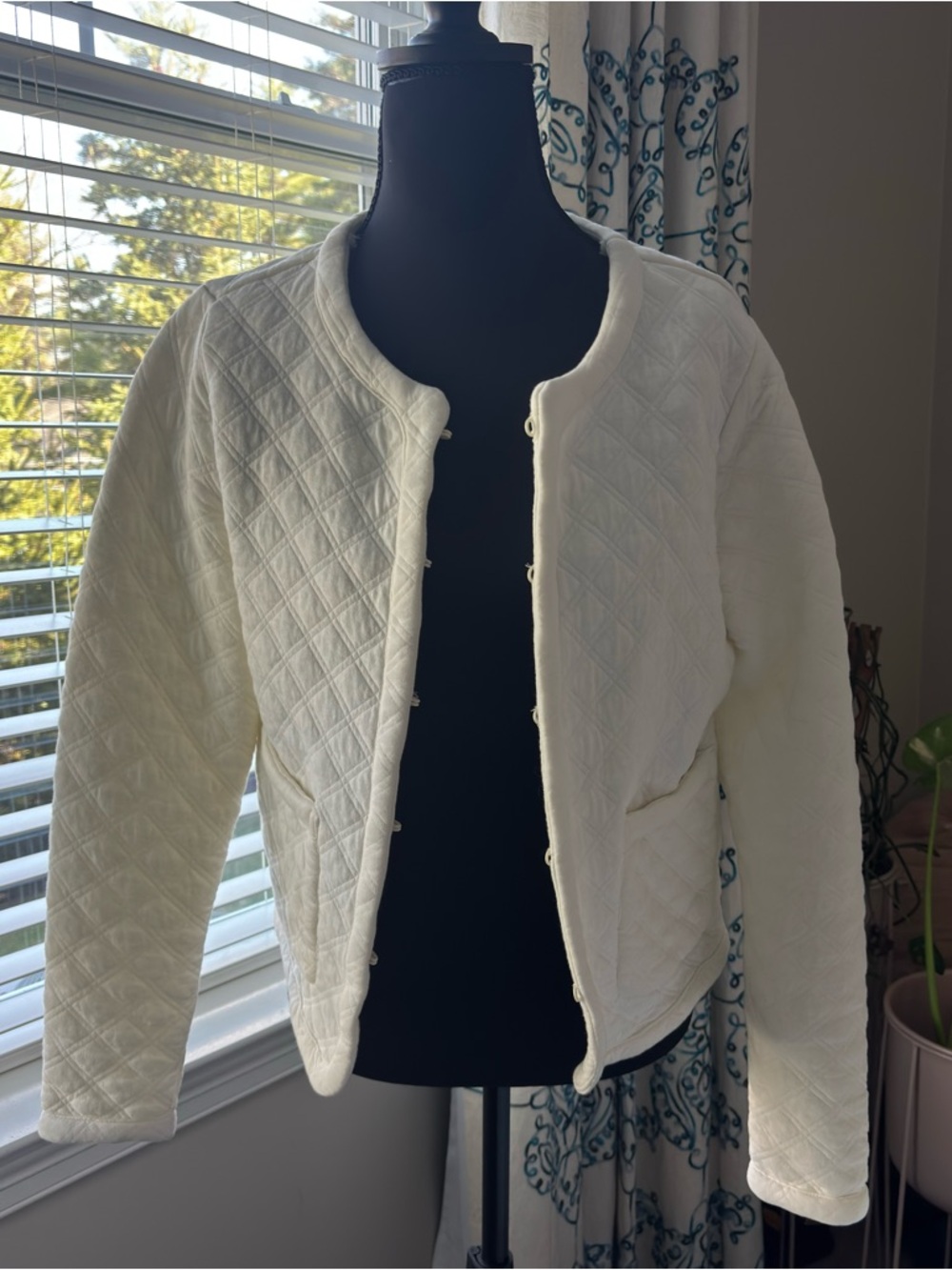 J. Crew Quilted Cream Puffer Jacket